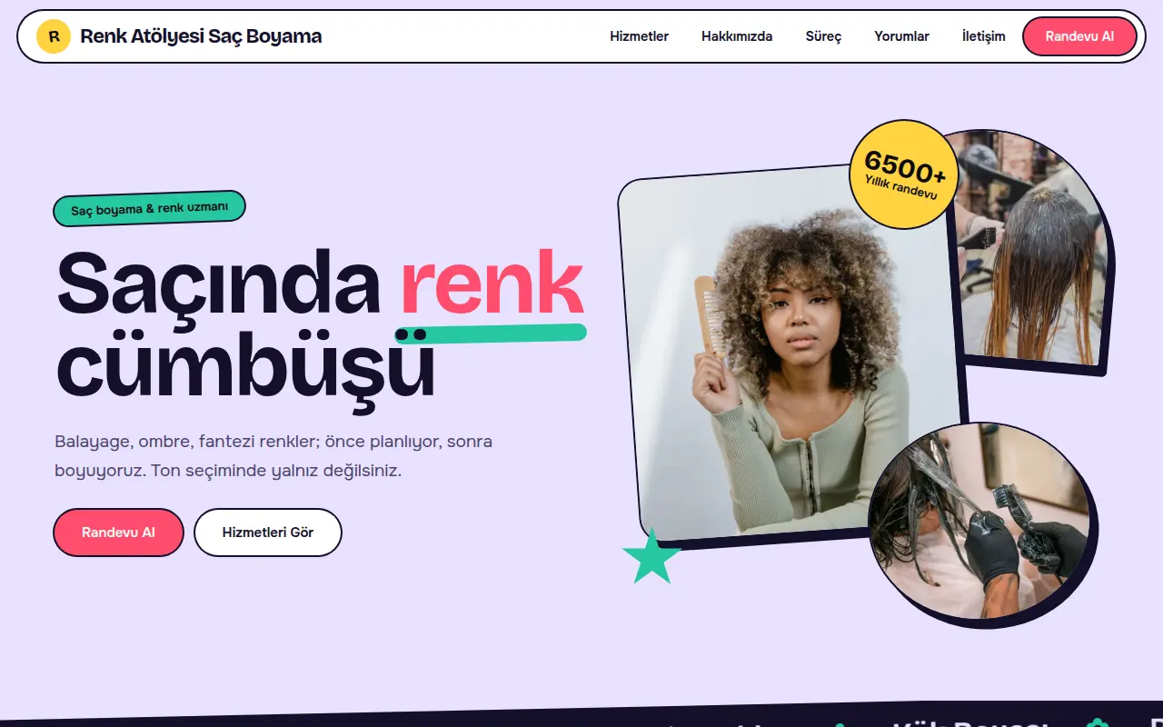 Kadın Kuaförü Web Sitesi — Renk Atölyesi Saç Boyama